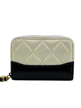 Chanel Gabrielle Do Round Zipper Coin Case Wallet Brand Purse White